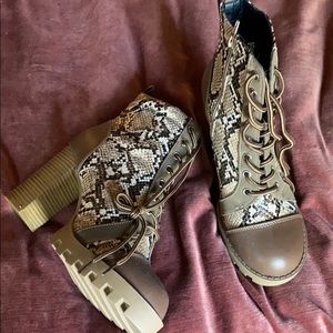 Brand new lace up boots faux snake skin